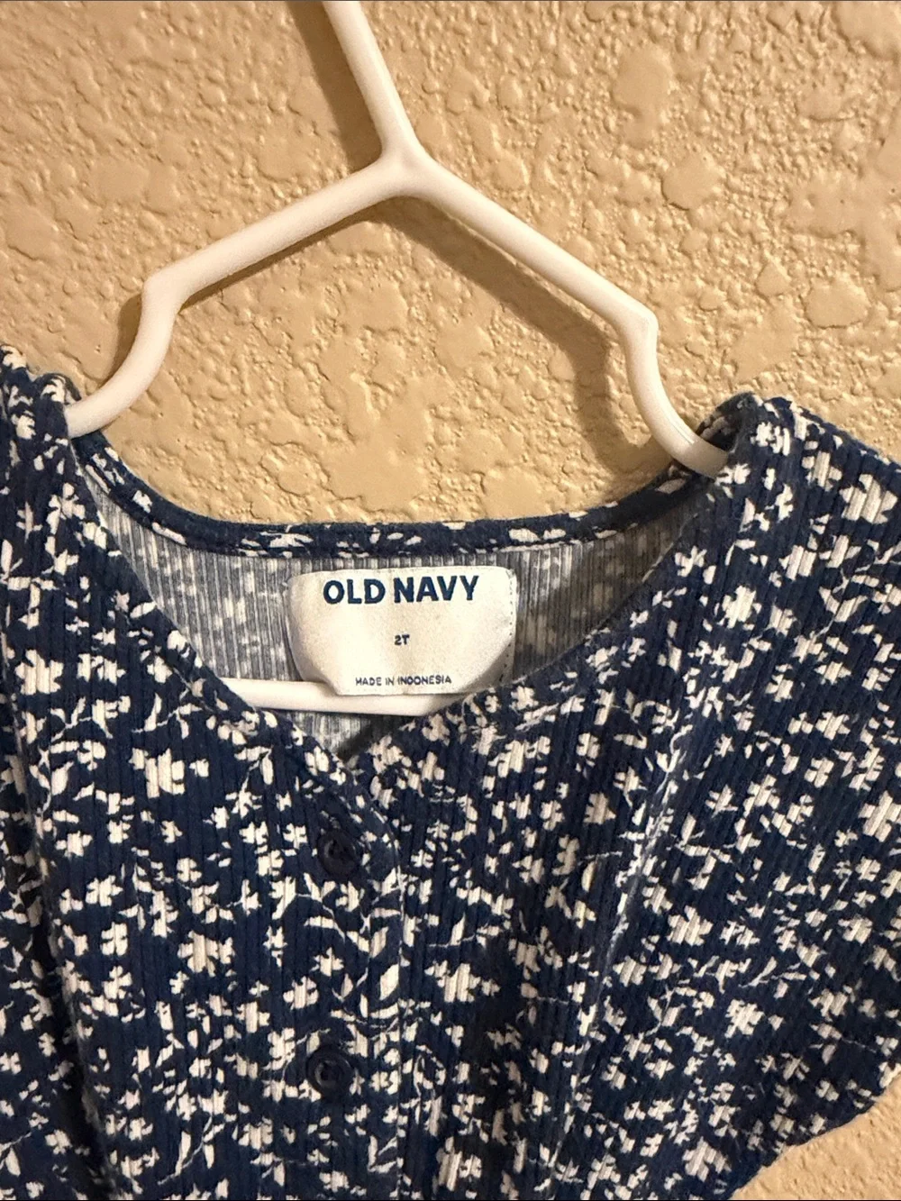 Old Navy Navy Blue Floral Tie-Waist Kids Dress